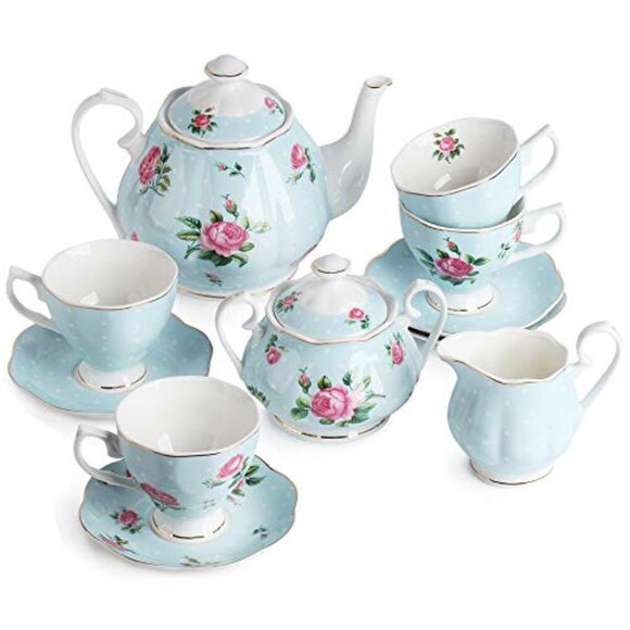 Floral Tea Sets for Adults, 13 pcs, Service for 4 - Picture 1 of 1